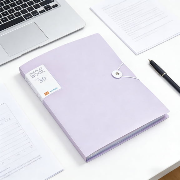 Byujiro 30-Pocket Clear Display Book A4 Plastic Sheet Music Folder with Elastic Closure Document Organizer for Contract Archiving, Student Test Papers & Office Filing