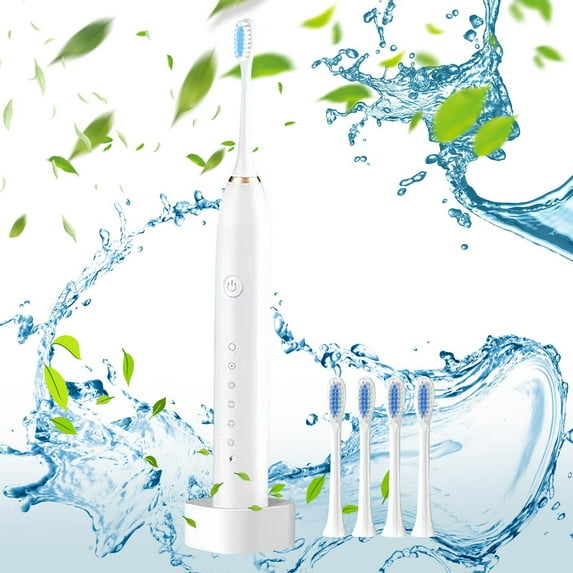 Byujiro 32000 Timess/min High Frequency Electric Electronic Toothbrush with 4 Brush Heads for Adults and Children 6 Modes Electronic Toothbrush