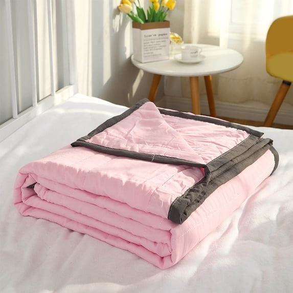 Byujiro 39x55 Inch Washed Cotton Summer Cooling Blanket for Kids, Machine Washable Lightweight Air Conditioner Comforter Soft Breathable Quilted Thin Quilt for Toddler Nap, Bed & Home Use
