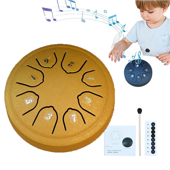 Byujiro 4.5-Inch Mini Steel Tongue Drum – Compact Hand Percussion Instrument for Meditation, Stress Relief, Musical Education & On-the-Go Healing Play