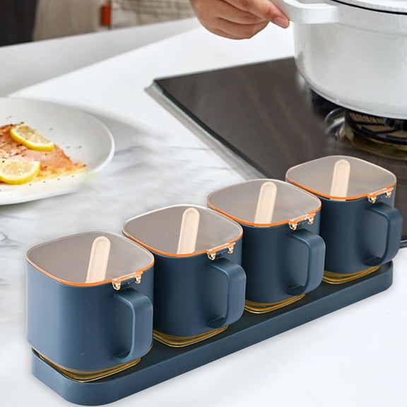 Byujiro 4-Compartment Spice Box Space-Saving Design for Salt Pepper Seasonings, Ideal for Kitchen Countertop Cabinet Drawer