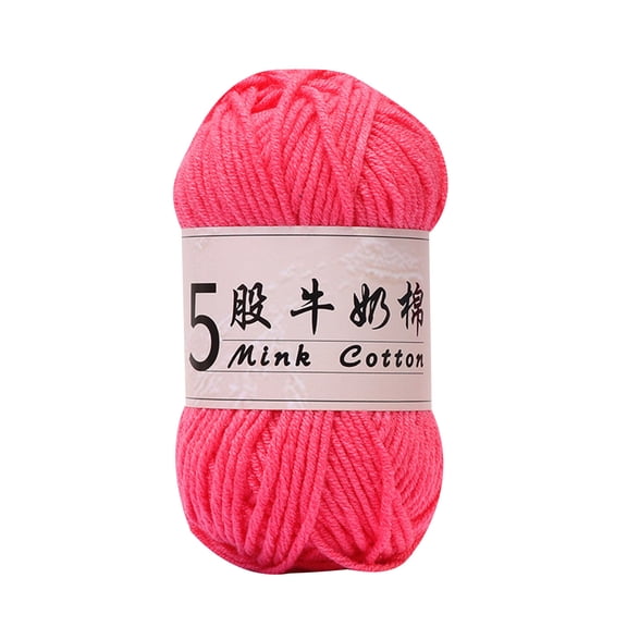 Byujiro 5-Ply Braided Cotton Yarn Doll Crochet DIY Knitting Thread Baby Sweater Wool Ball, 1.76oz Skein