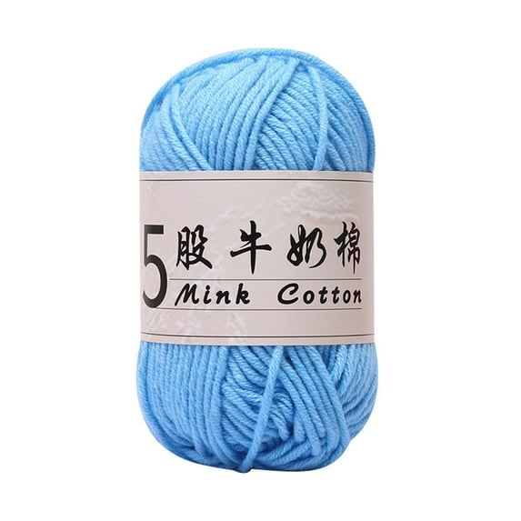 Byujiro 5-Ply Braided Cotton Yarn Doll Crochet DIY Knitting Thread Baby Sweater Wool Ball, 1.76oz Skein
