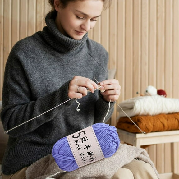 Byujiro 5-Ply Braided Cotton Yarn for Crochet Knitting | DIY Doll Sweater Skein, 1.76oz Skein