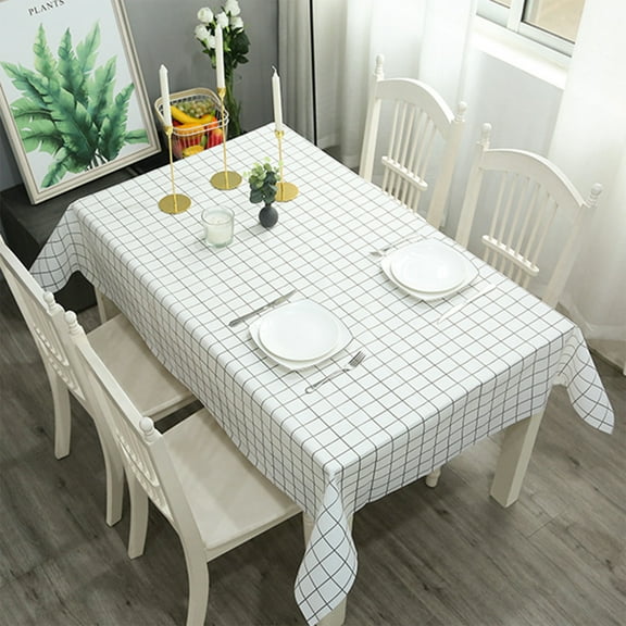 Byujiro 54"x71" Grid Pattern Waterproof Tablecloth Oilproof Stain Resistant Table Cover Wipeable Rectangular Table Cloth for Dining Room, Kitchen, Party, Home Decor, Reusable & Durable