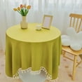 thumbnail image 1 of Byujiro 55"x55" Waterproof Solid Color Tablecloth Tassel Trimmed Linen Table Cover Dustproof & Wrinkle Resistant for Round & Square Tables, Home & Outdoor Use, 1 of 8