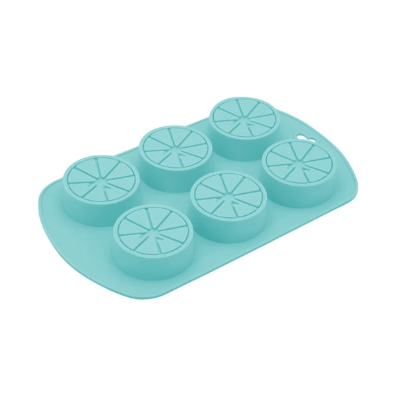 Byujiro 6-Cavity Lemon Slice Shaped Silicone Ice Mould Freeze Tray for Cocktails, Iced Tea & Fruit Sparkling Water, Flexible Non-Stick Food-Grade Freezer Tool