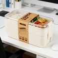thumbnail image 1 of Byujiro 750ml 2-Tier Wheat Straw Bento Lunch Box, 25.4oz Portable Fresh-Keeping Food Container with Built-In Cutlery Slot, Lightweight Design for Office Workers, Students, 1 of 6