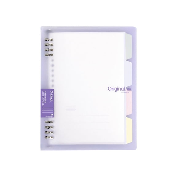 Byujiro A5 Comfort Grip Metal Loose Leaf Notebook, Frosted Matte PP Cover Refillable Journal, Detachable Press Open Binder Rings with Color Divider Tabs, Thick Smooth Lined Paper, Transparent Shell