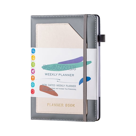 Byujiro A5 Undated Weekly Monthly Goal Planner, Two-Tone PU Hardcover Productivity Journal, Multi Layout Pages for Business Planning Gratitude Tracking Mind Mapping