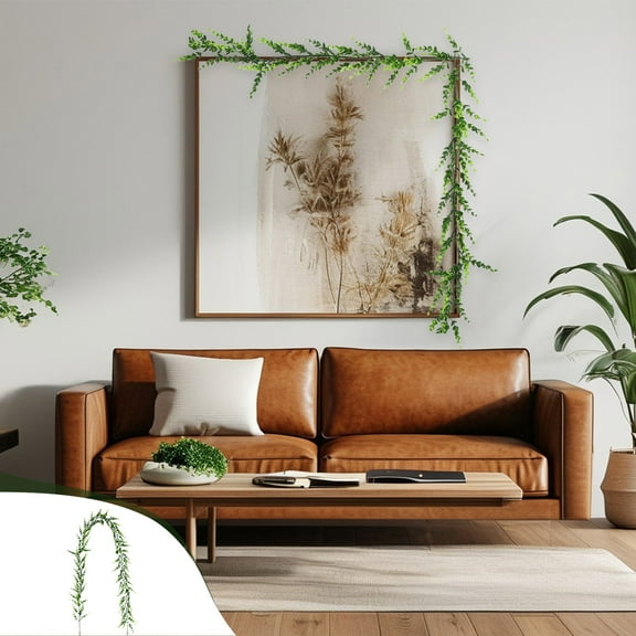 Byujiro Artificial Willow Greenery Garland Trailing Faux Leaf Vine Drapable Hanging Foliage Swag Boho Decor for Wedding Arch, Backdrop Frame, Window Curtain, Living Room Wall