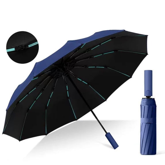 Byujiro Auto Open Close 10-Rib Reinforced Folding Umbrella Sun & Rain Umbrella with Black Rubber Coating Windproof Umbrella for Travel & Commute