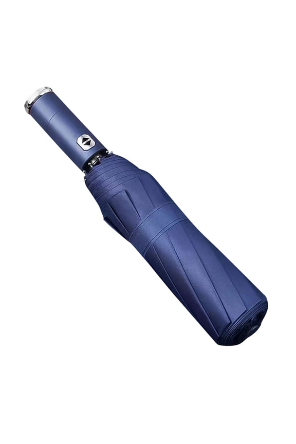 Auto Open Close Umbrella with Rotatable LED Flashlight Sun Umbrella with Black Rubber Coating 10-Rib Folding Umbrella for Night Commute & Outdoor Use