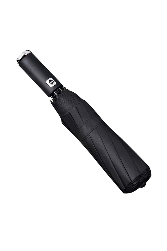 Auto Open Close Umbrella with Rotatable LED Flashlight Sun Umbrella with Black Rubber Coating 10-Rib Folding Umbrella for Night Commute & Outdoor Use