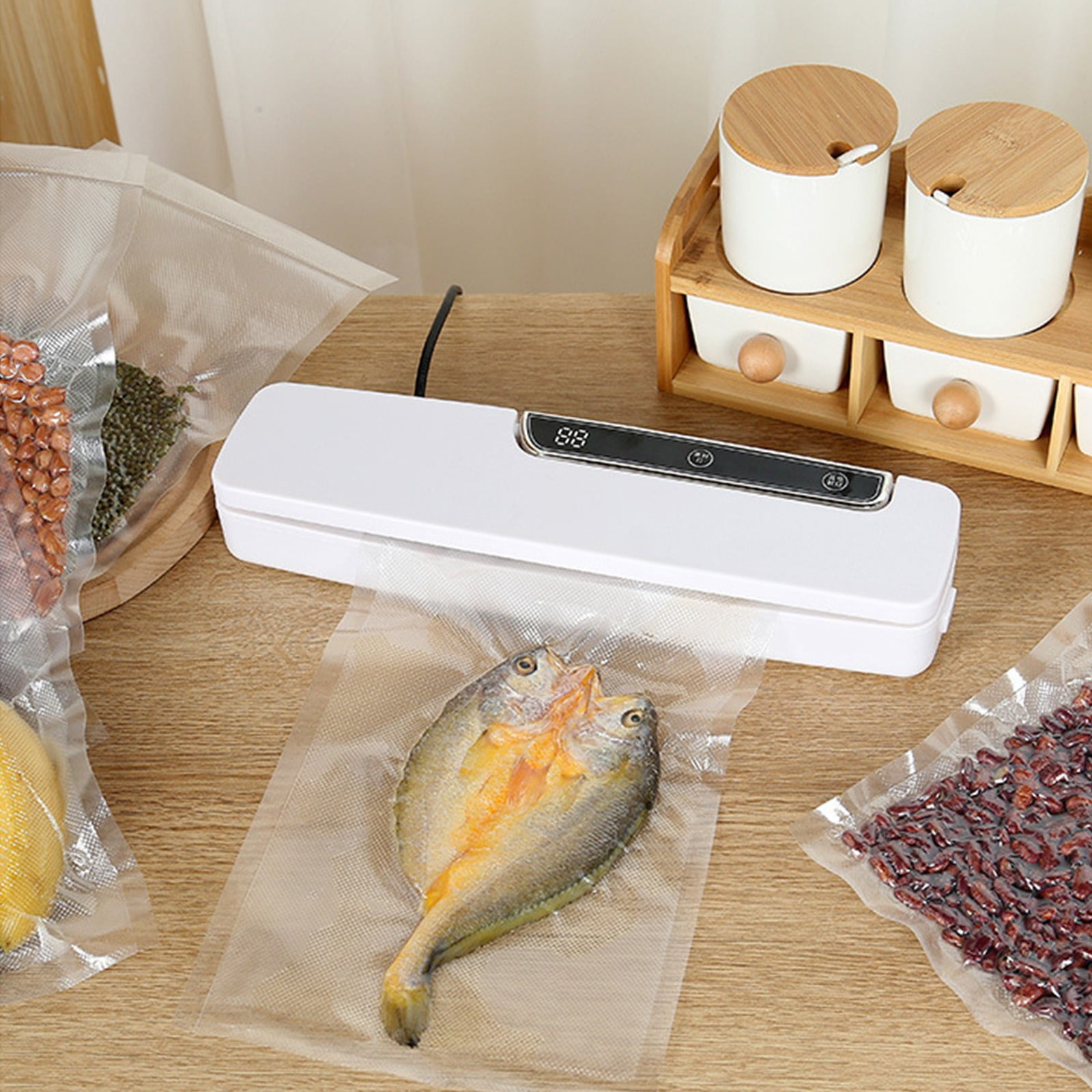 Byujiro Automatic Vacuum Sealer Machine Household Food Sealer with Air Sealing System, Compact Design for Food Storage, Meal Prep, Freezer Bags & Kitchen Organization
