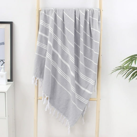 Byujiro Bath Towel Polyester Turkish Beach Towel 90x180 with Tassel Woven Fringe Absorbent Adult Bath Towel Suitable for Beach Bath Towel Or Shawl