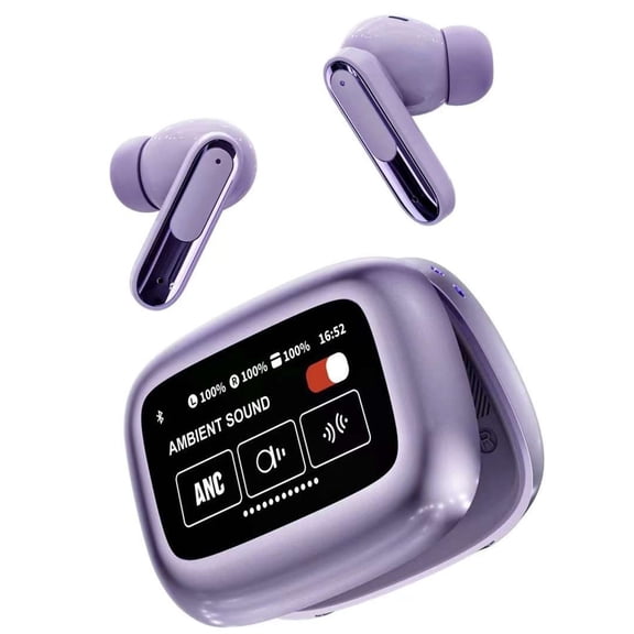 Byujiro Bluetooth Earbuds Wireless 5.4 Earphone LCD Full-Color Screen Control Active ANC Noise Reduction Headset BT5.4 In-Ear Suitable for Calls Gaming Music and Sports