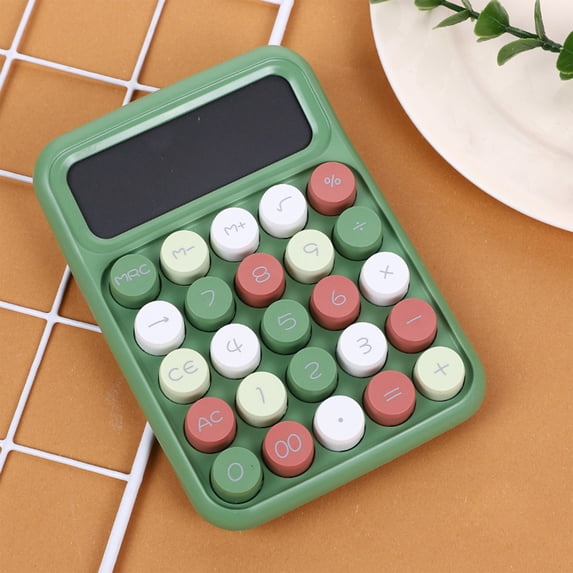 Byujiro Calculator Cute Portable Basic Calculator with Clear Large LCD Display, Silent Easy-Press Round-Key Calculator for Students, Office, School & Daily Math Use