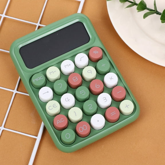 Byujiro Calculator Cute Portable Basic Calculator with Clear Large LCD Display, Silent Easy-Press Round-Key Calculator for Students, Office, School & Daily Math Use