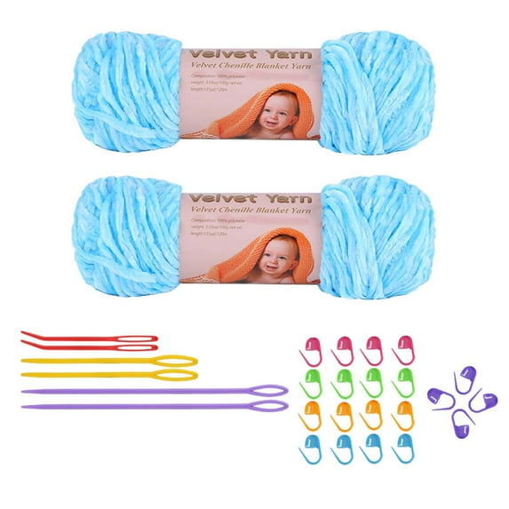 Byujiro Chenille Yarn 2-Pack - Super Soft & Skin-Friendly for Chunky Knitting Crochet, for a Scarf | Plush Velvet Yarn for Blankets, Throws