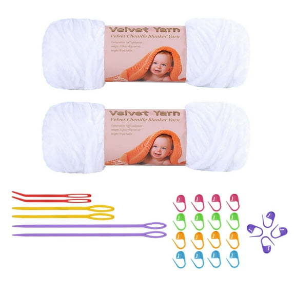 Byujiro Chenille Yarn 2-Pack - Super Soft & Skin-Friendly for Chunky Knitting Crochet, for a Scarf | Plush Velvet Yarn for Blankets, Throws