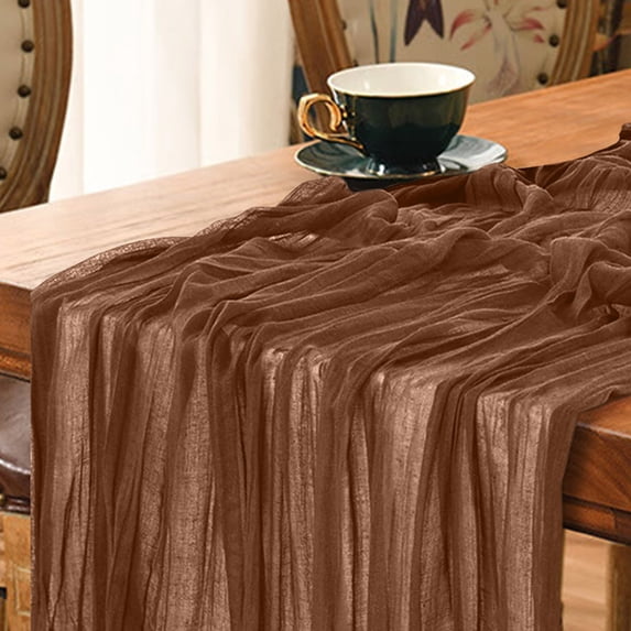 Byujiro Christmas Table Runner Boho Gauze Green Wedding Table Runner Fabric Kitchen Dining Holiday Table Decor for Home Party Indoor Christmas Decorations