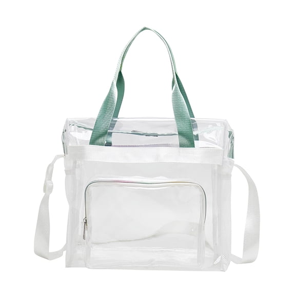 Byujiro Clear PVC Swim & Beach Tote Bag Stadium Approved Transparent Shoulder Carryall Multi-Pocket Organizer for Pool, Gym & Travel