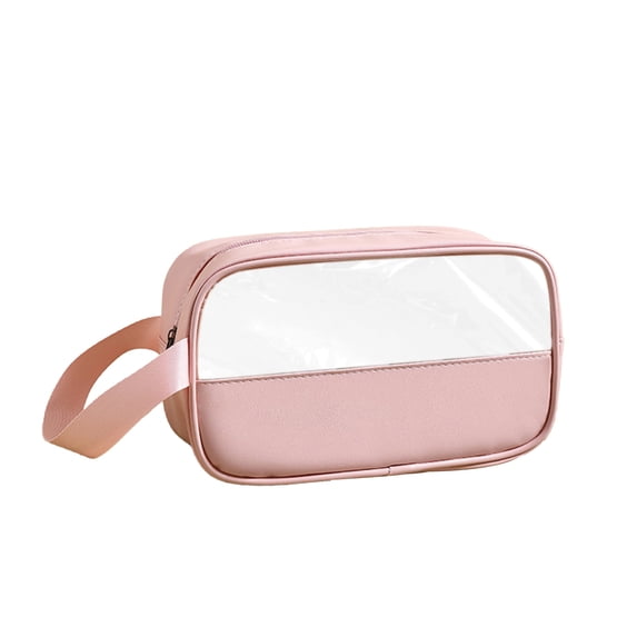 Byujiro Clear Panel Water-Resistant Travel Toiletry Bag Spacious Cosmetic Organizer with Carry Handle, Transparent Pouch for Skincare & Essentials