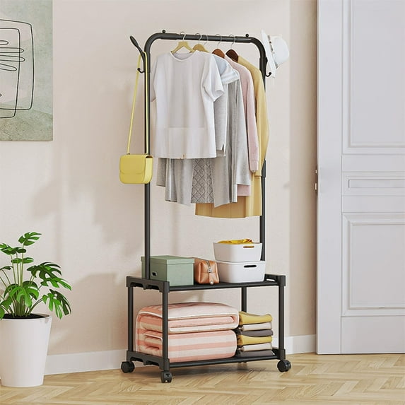Byujiro Clothes Rack Shoe Rack Coat Rack Floor Storage Rack Household Dormitory Multifunctional Coat Rack