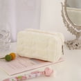 thumbnail image 1 of Byujiro Cloud Quilted Plush Cosmetic Pouch Soft Fluffy Multi-Purpose Makeup Organizer Spacious Zippered Storage Bag for Daily Essentials, 1 of 7