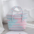 thumbnail image 1 of Byujiro Colorful Woven Plastic Tote Basket Multi-Purpose Handheld Bag, Ideal for Beach Days, Gifts, Errands & Everyday Use, 1 of 6