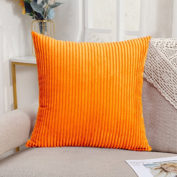 Byujiro Corduroy Striped Throw Pillow Cover 18x18in Soft Textured Decorative Pillowcases for Living Room, Couch, Bedroom and Home Decor