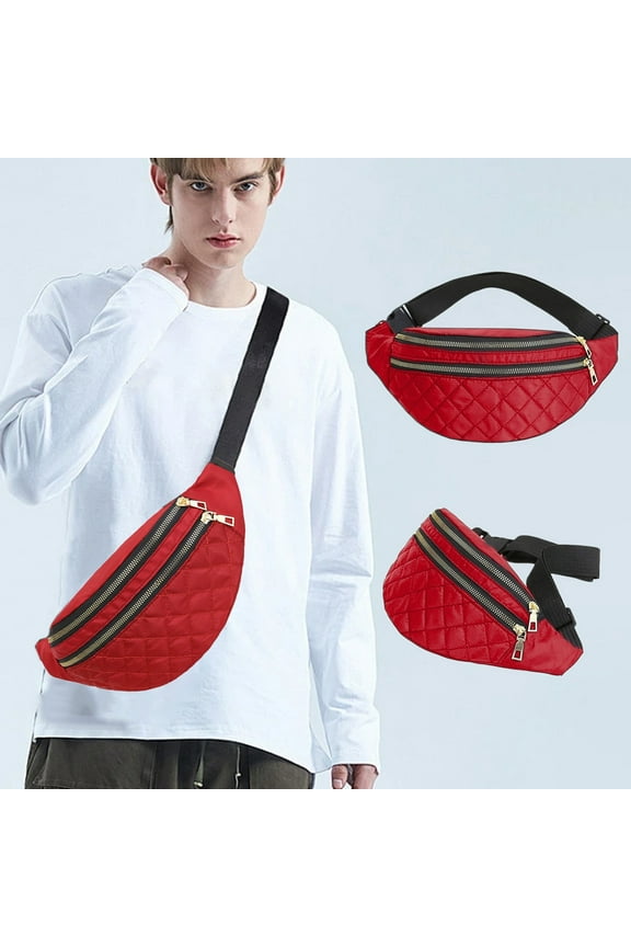 Crossbody Bag for Women Men, Fashion Sling Bag Casual Chest Fanny Pack with 2 Zipper Pockets Plus Size Adjustable Strap for Trave Cycle Run