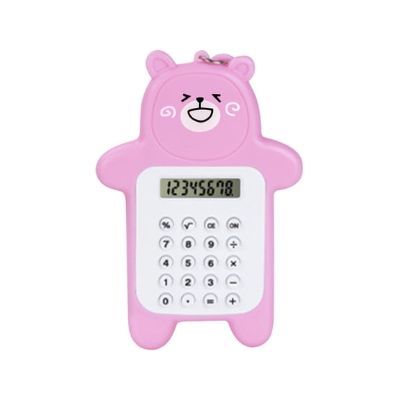 Byujiro Cute Bear Mini Calculator Portable Student Calculator with Keychain, Compact Handheld Basic Calculator Animal Shaped for Kids, School Supplies, Party Favors, Gifts