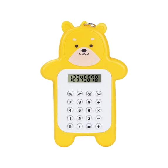 Byujiro Cute Bear Mini Calculator Portable Student Calculator with Keychain, Compact Handheld Basic Calculator Animal Shaped for Kids, School Supplies, Party Favors, Gifts