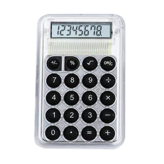 Byujiro Cute Transparent Mini Calculator 8-Digit LCD Display Student Calculator Compact Portable Basic Calculator with Round Buttons, Pocket Calculator for School, Office
