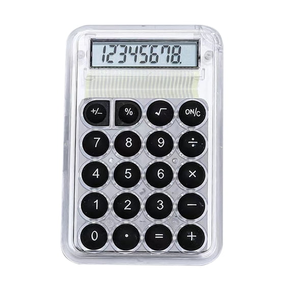 Byujiro Cute Transparent Mini Calculator 8-Digit LCD Display Student Calculator Compact Portable Basic Calculator with Round Buttons, Pocket Calculator for School, Office