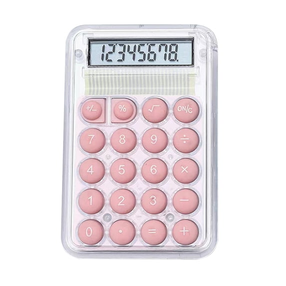 Byujiro Cute Transparent Mini Calculator 8-Digit LCD Display Student Calculator Compact Portable Basic Calculator with Round Buttons, Pocket Calculator for School, Office