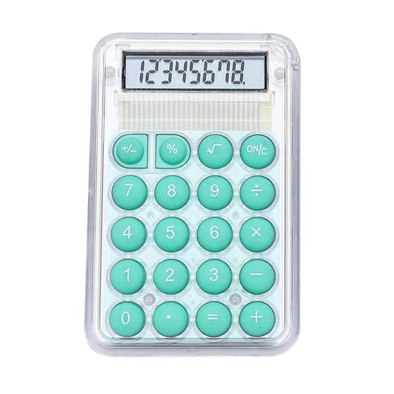 Byujiro Cute Transparent Mini Calculator 8-Digit LCD Display Student Calculator Compact Portable Basic Calculator with Round Buttons, Pocket Calculator for School, Office