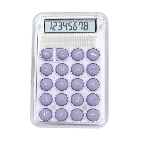 Byujiro Cute Transparent Mini Calculator 8-Digit LCD Display Student Calculator Compact Portable Basic Calculator with Round Buttons, Pocket Calculator for School, Office