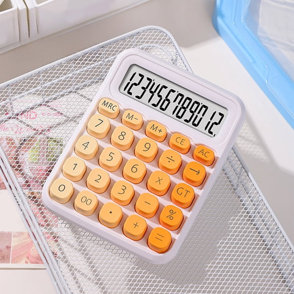 Byujiro Desktop Calculator LCD Display Basic Calculator Silent Mechanical Button Calculator Battery Powered Cute Desk Calculator for Students, Office, Home, School Supplies
