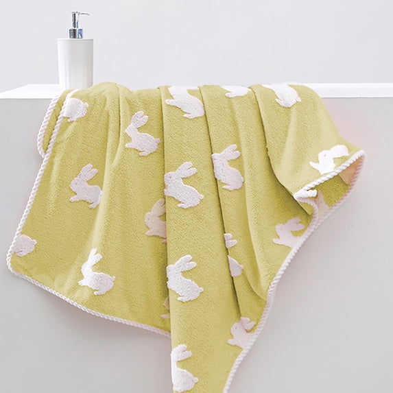 Byujiro Easter Bunny Bath Towel 55 × 27 in Soft Absorbent Quick-Dry Bathroom Towel, Spring Holiday Bathroom Decor, Easter Gift for Kids & Adults