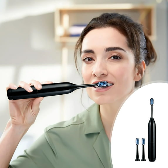 Byujiro Electric Toothbrush with 3 Brush Heads, Low Noise, Portable, Smart Timer Toothbrush IPX7 Water Toothbrush Vibration