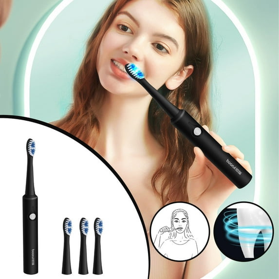 Byujiro Electric Toothbrush with 3 Brush Heads, Low Noise, Portable, Smart Timer Toothbrush IPX7 Water Toothbrush Vibration