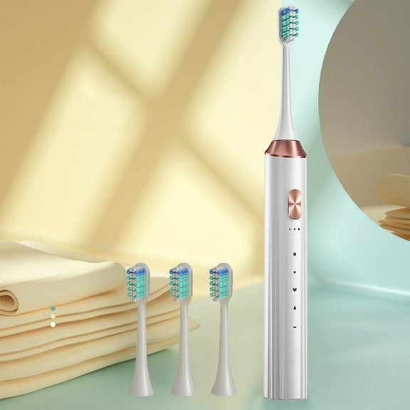 Byujiro Electric Toothbrush with 4 Brush Heads, USB Charging Toothbrush, Smart 5-Modes Timer Toothbrush IPX7 Water-Resistant