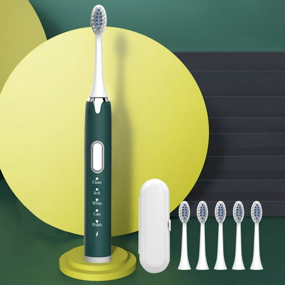 Byujiro Electric Toothbrush with 6 Brush Heads for Adults, Low Noise, Portable, Smart Timer Toothbrush IPX7 Water Toothbrush Vibration