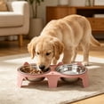 thumbnail image 1 of Byujiro Elevated Tilted Double Pet Bowls Neck-Friendly Cat & Dog Feeding/Watering Set with Non-Slip Stand, Anti-Tipping Design, Easy-Clean Bowls for Small Pets, 1 of 6