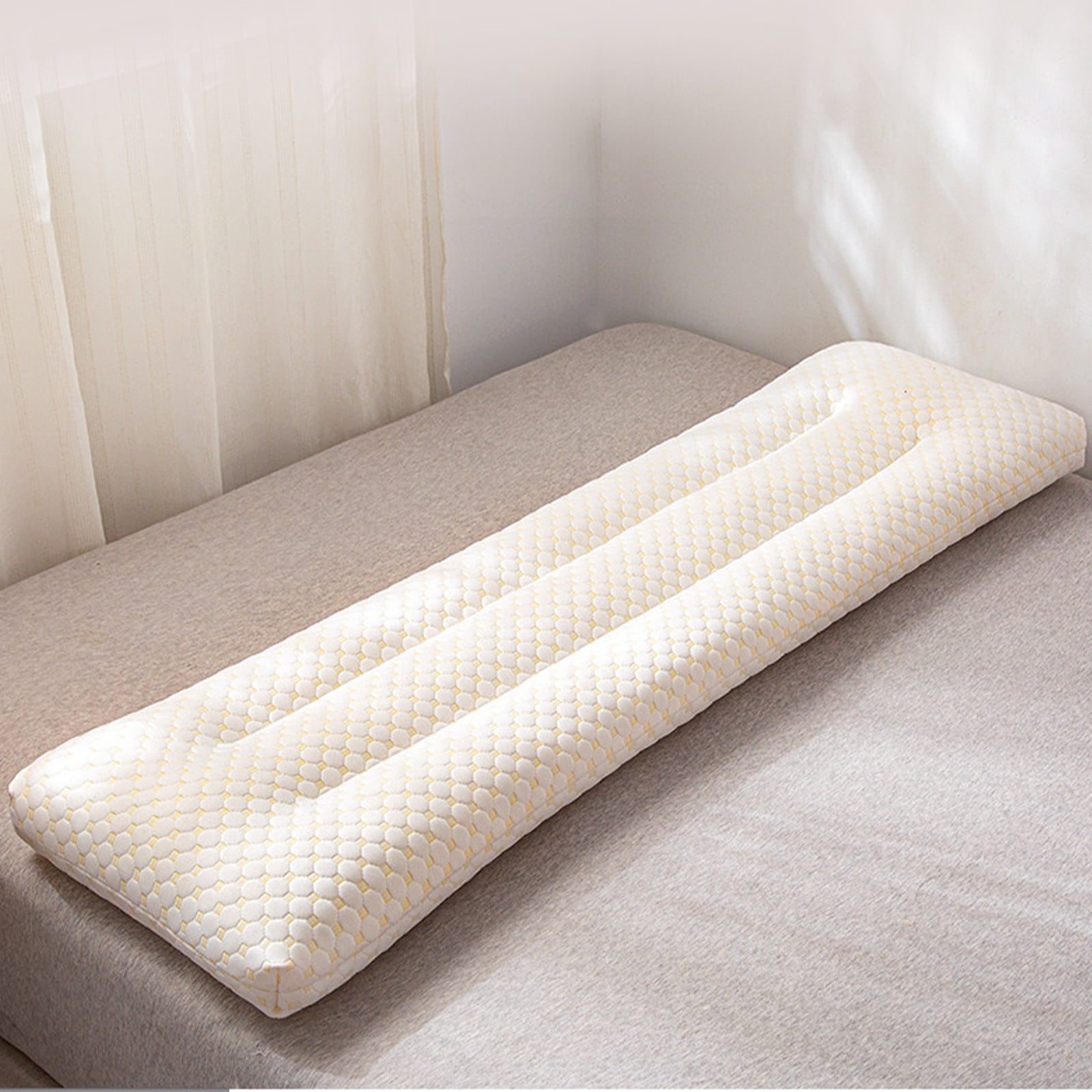 Byujiro Ergonomic Neck & Leg Support Pillow - 19x47in Body Pillow, Non-Collapsing Memory Foam, Hypoallergenic Cover, for Side Sleepers & Pregnancy