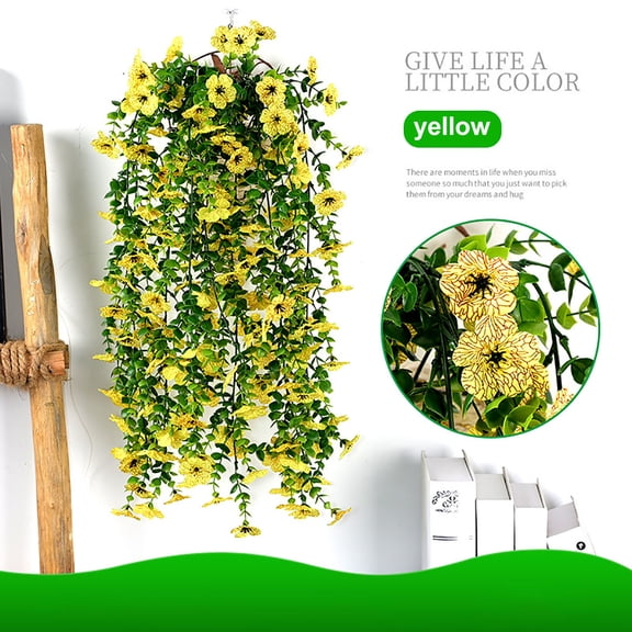 Byujiro Fake Hanging Plants Simulated Orchid Wall Hanging Decorative Wall Ceiling Yugali Hanging Rattan Camellia Chlorophytum Comosum Flower Garland