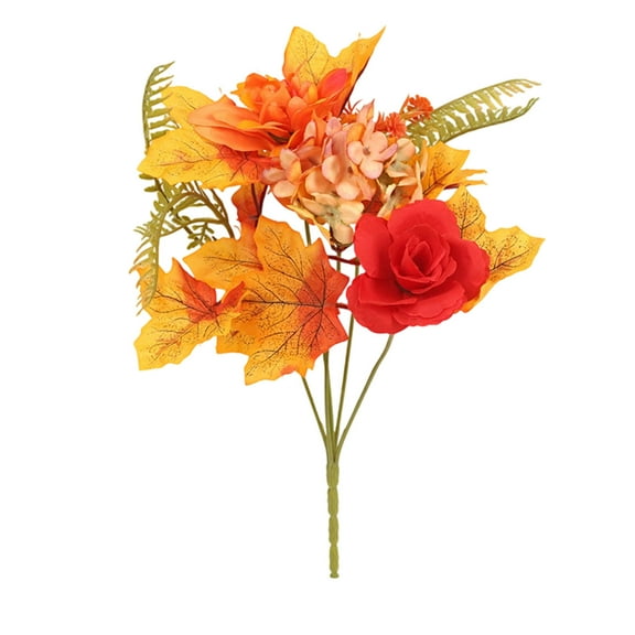 Byujiro Fall Color Artificial Flower Bouquet Thanksgiving Maple Leaf Pumpkin Wreath Decoration Halloween Wholesale Fall Put Bouquet
